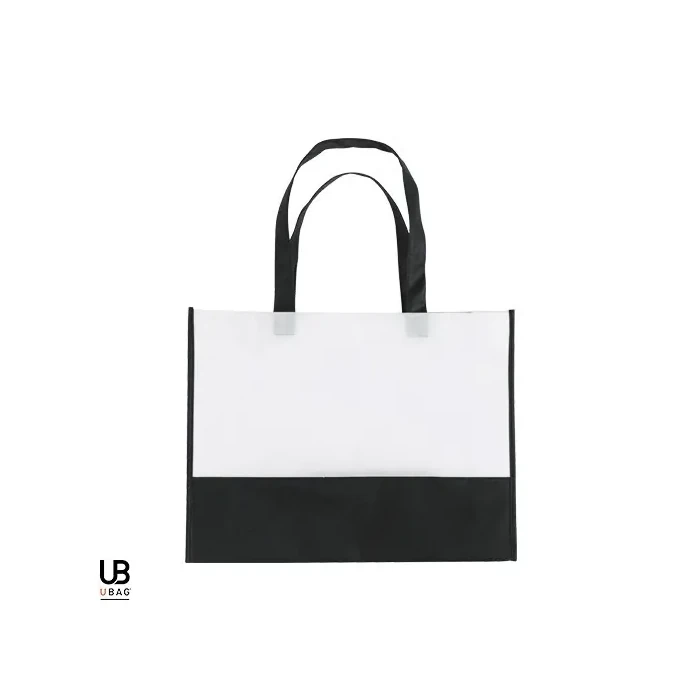 Φωτογραφία από Tel-Aviv - Τσάντα αγοράς με δίχρωμη πιέτα / Non woven σε χρώμα White-Black