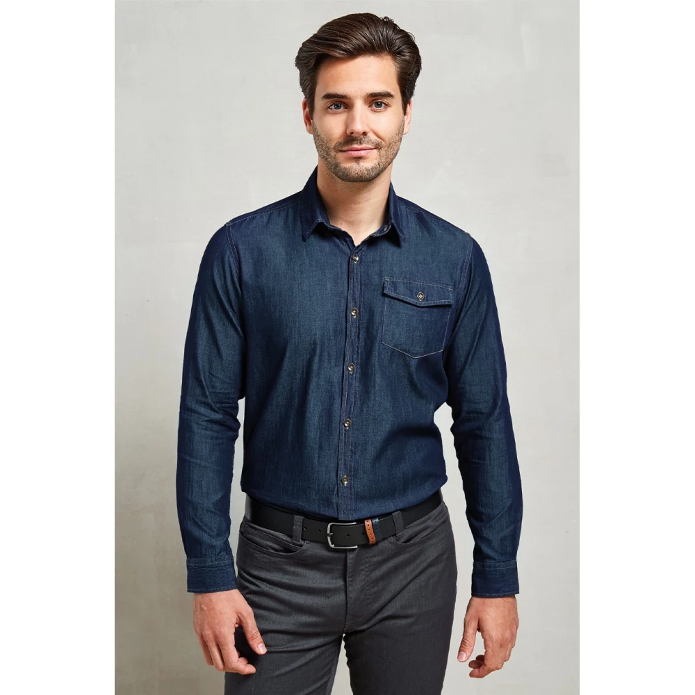 Κεντρική φωτογραφία από PR222 - Ανδρικό τζιν μακρυμάνικο πουκάμισο σε χρώμα Indigo Denim