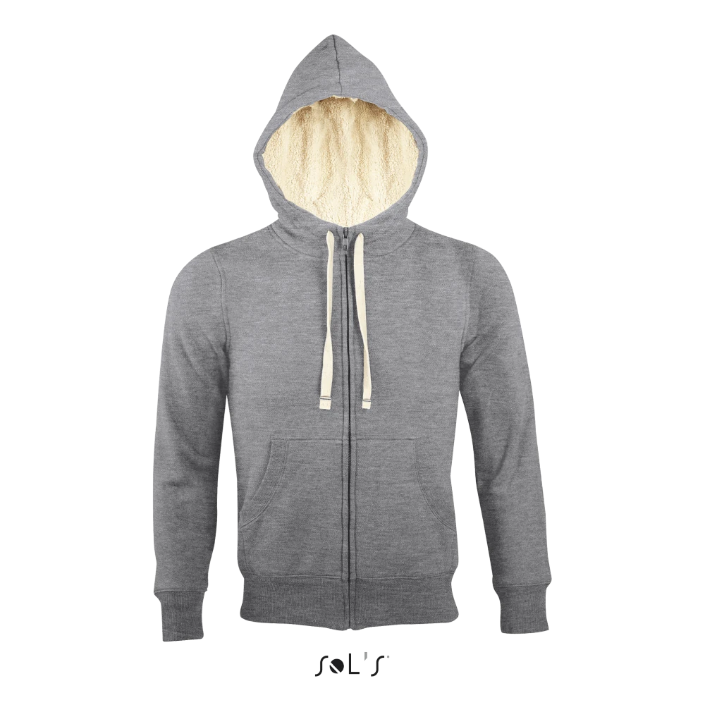 Φωτογραφία από μπροστά από Sherpa - Unisex ζακέτα φούτερ με κουκούλα σε χρώμα Grey Melange