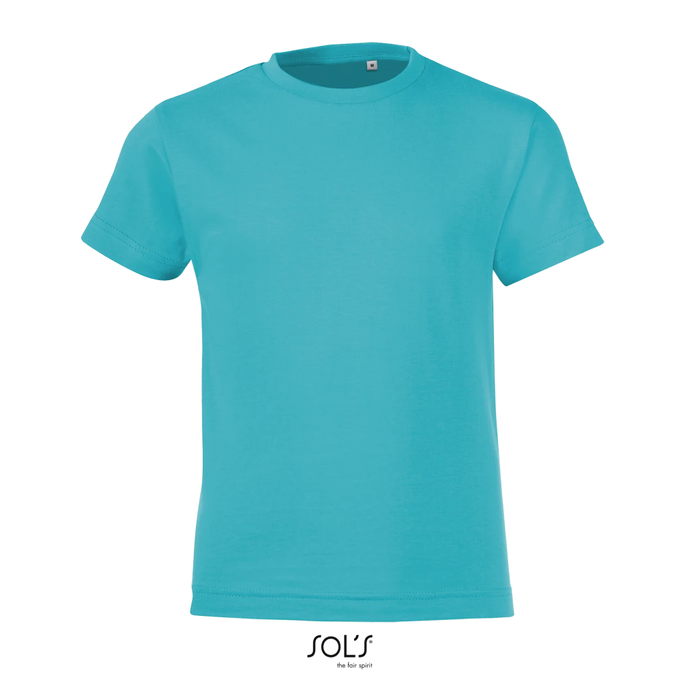 Φωτογραφία από μπροστά από Regent Fit Kids - Παιδικό T-shirt σε στενή γραμμή σε χρώμα Atoll Blue