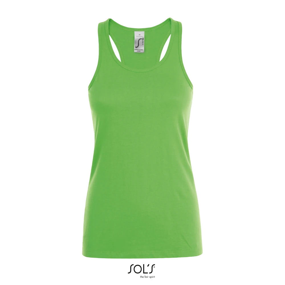 Φωτογραφία από μπροστά από Justin Women - Γυναικείο αμάνικο μπλουζάκι σε χρώμα Lime New