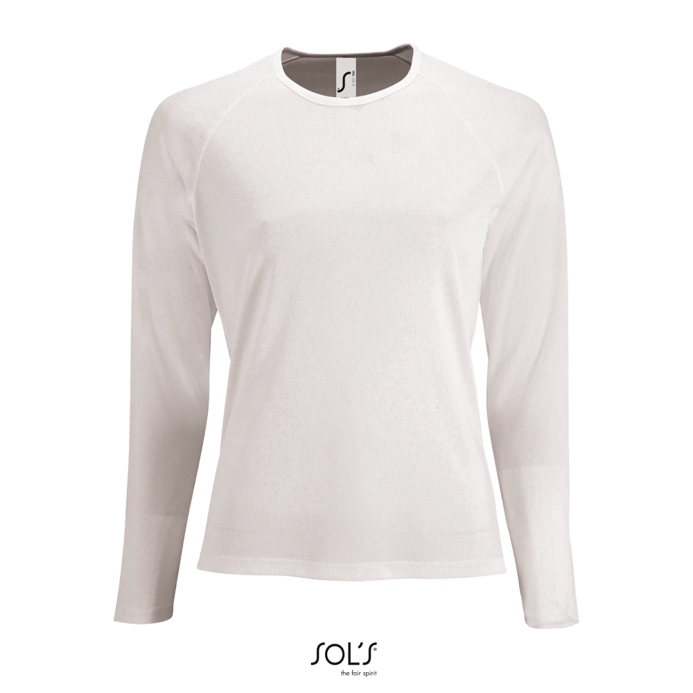 Φωτογραφία από μπροστά από Sporty LSL Women Λευκό - Γυναικείο μακρυμάνικο αθλητικό Τ-shirt σε χρώμα White