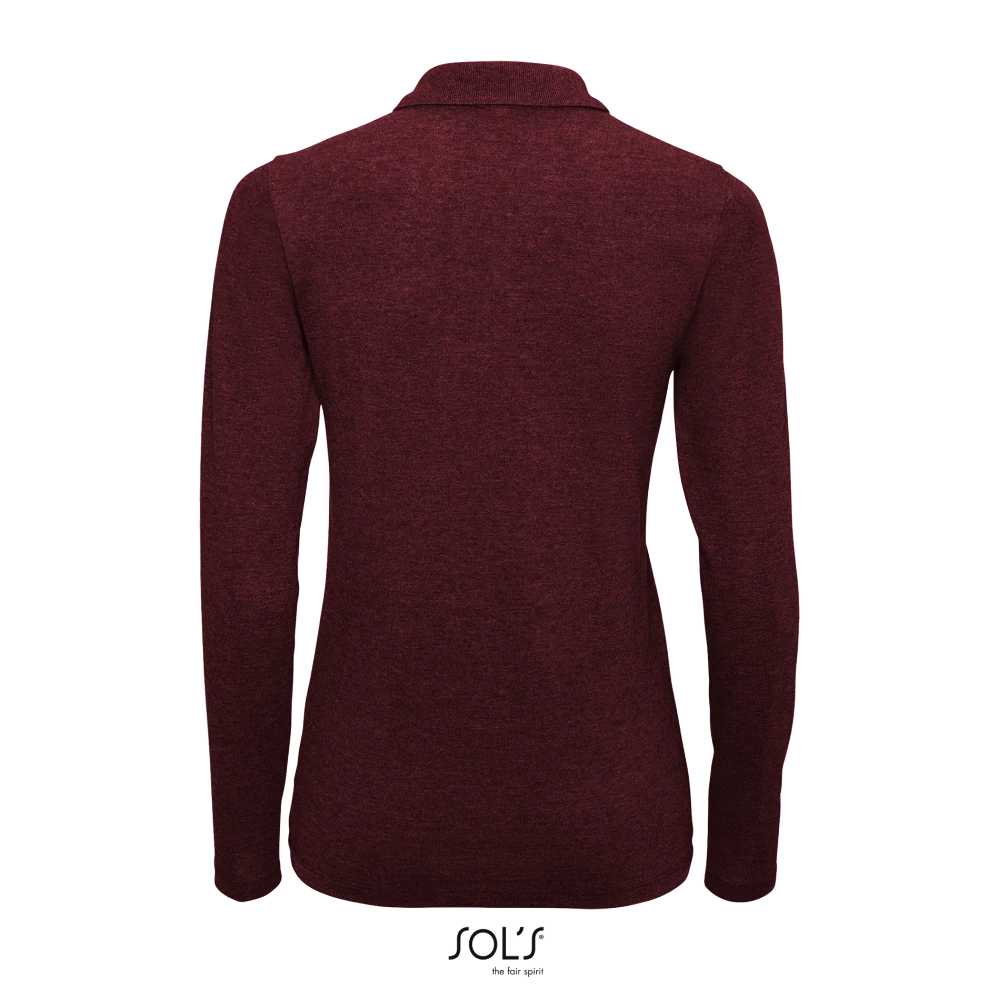 Φωτογραφία από πίσω από Perfect LSL Women 3XL - Γυναικείο μακρυμάνικο πόλο πικέ σε χρώμα Heather Oxblood