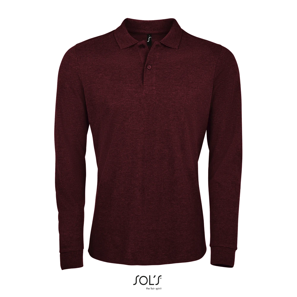 Φωτογραφία από μπροστά από Perfect LSL Men 4XL - Ανδρικό μακρυμάνικο πόλο πικέ σε χρώμα Heather Oxblood