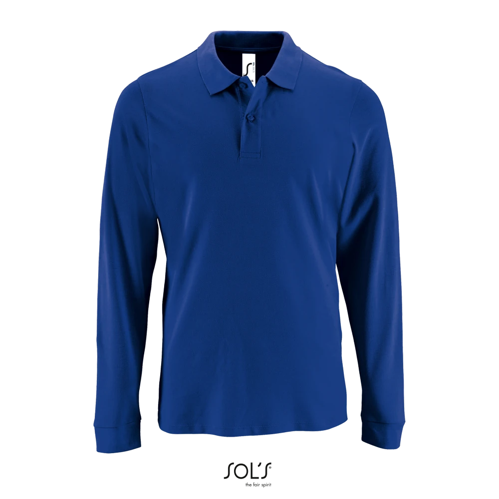 Φωτογραφία από μπροστά από Perfect LSL Men 4XL - Ανδρικό μακρυμάνικο πόλο πικέ σε χρώμα Royal Blue