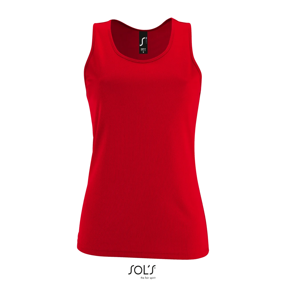 Φωτογραφία από μπροστά από Sporty TT Women - Γυναικείο αμάνικο αθλητικό μπλουζάκι σε χρώμα Red