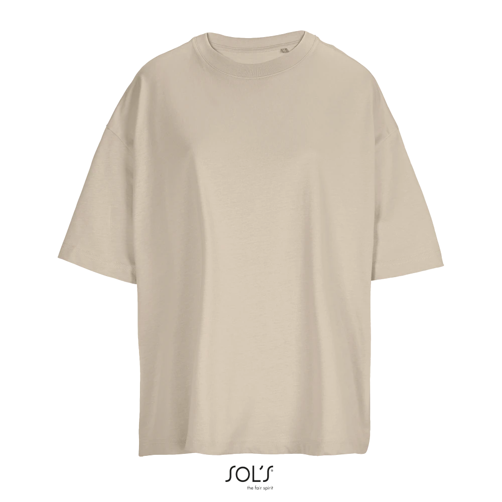 Φωτογραφία από μπροστά από Boxy Women - Γυναικείο oversized T-shirt σε χρώμα Linen