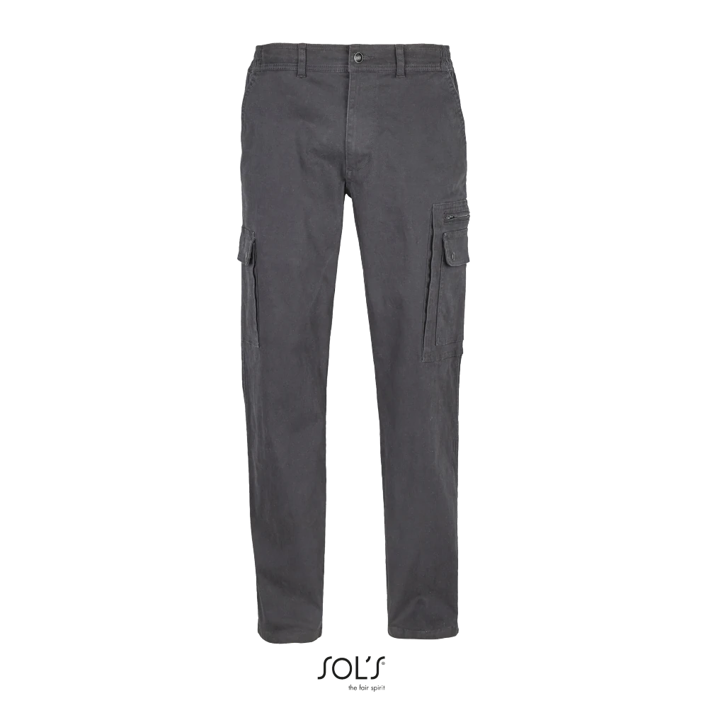 Φωτογραφία από μπροστά από Docker (60-64) - Ανδρικό παντελόνι cargo ελαστικό σε χρώμα Dark Grey