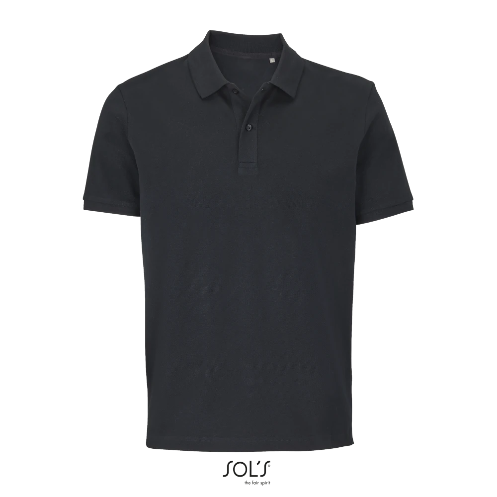 Φωτογραφία από μπροστά από Pegase 4XL - Unisex οργανικό πόλο πικέ σε χρώμα Black