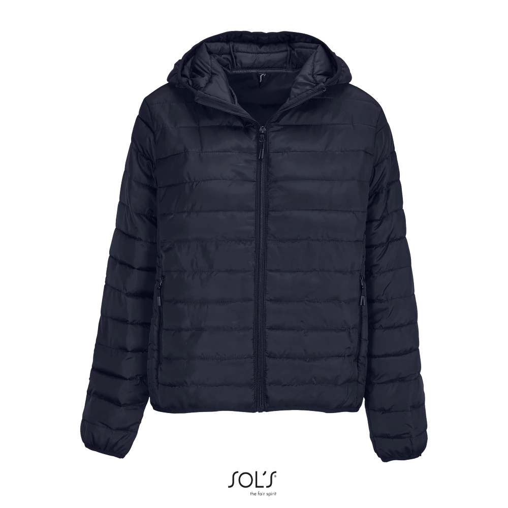 Φωτογραφία από μπροστά από Stream Hooded Women - Γυναικείο ελαφρύ μπουφάν με κουκούλα σε χρώμα French Navy