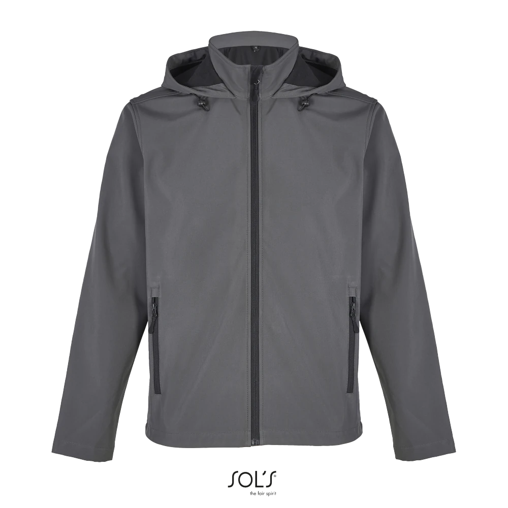 Φωτογραφία από μπροστά από Race Hooded Men 4XL - Ανδρικό softshell τζάκετ με κουκούλα σε χρώμα Charcoal Grey
