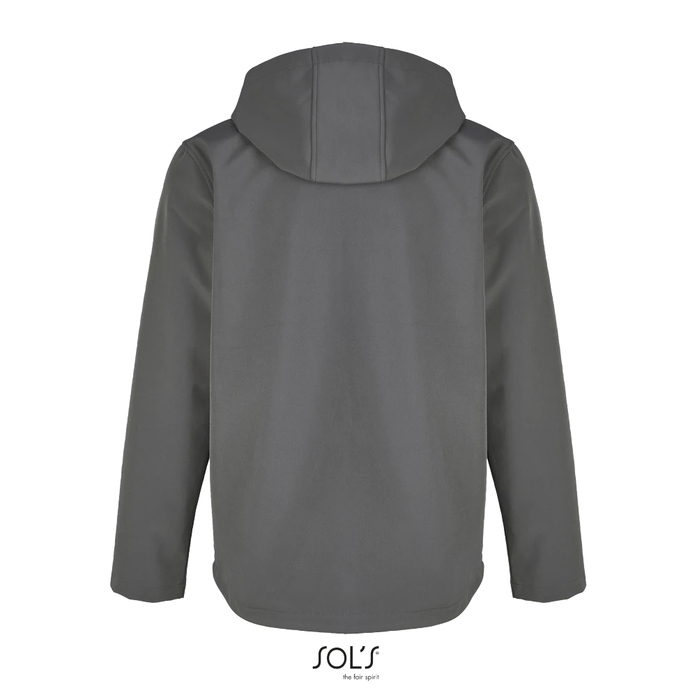 Φωτογραφία από πίσω από Race Hooded Men 4XL - Ανδρικό softshell τζάκετ με κουκούλα σε χρώμα Charcoal Grey