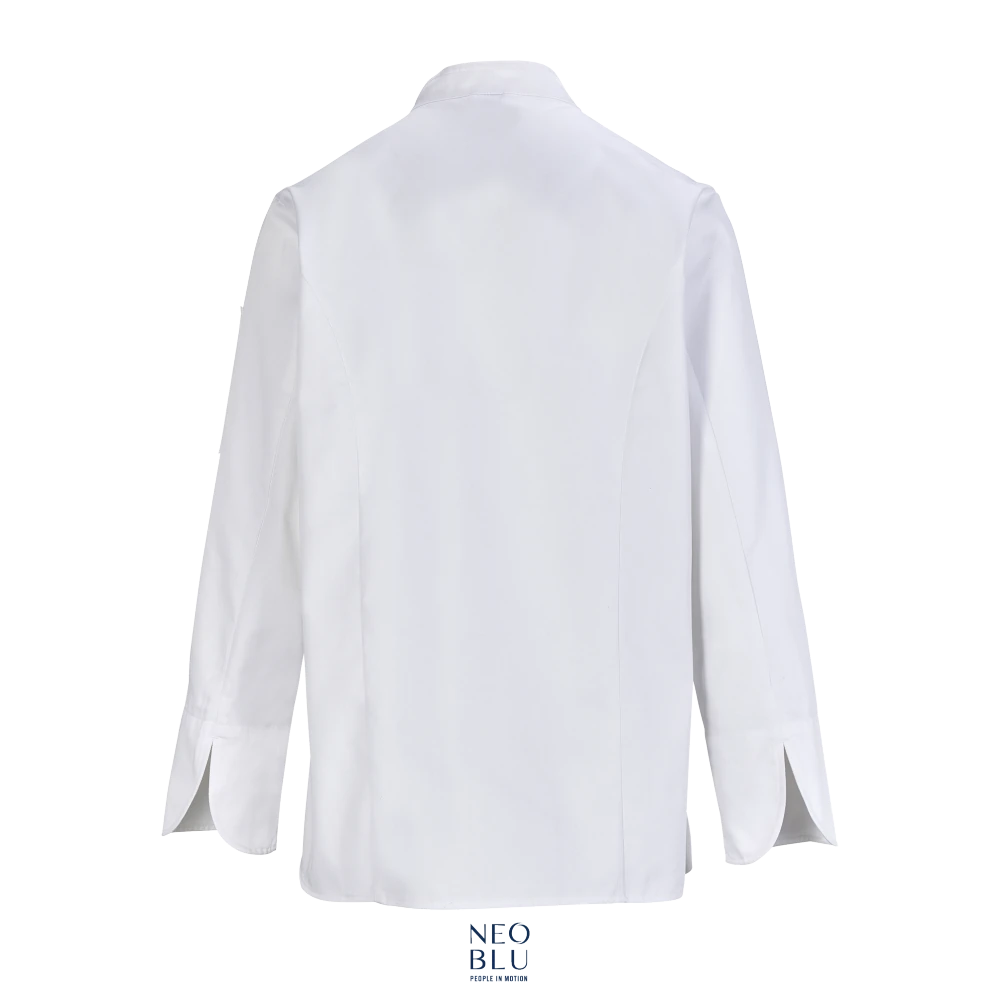 Φωτογραφία από πίσω από Eugenie - Γυναικείο Σακάκι σεφ μακρυμάνικο με τρουκς σε χρώμα White Optic