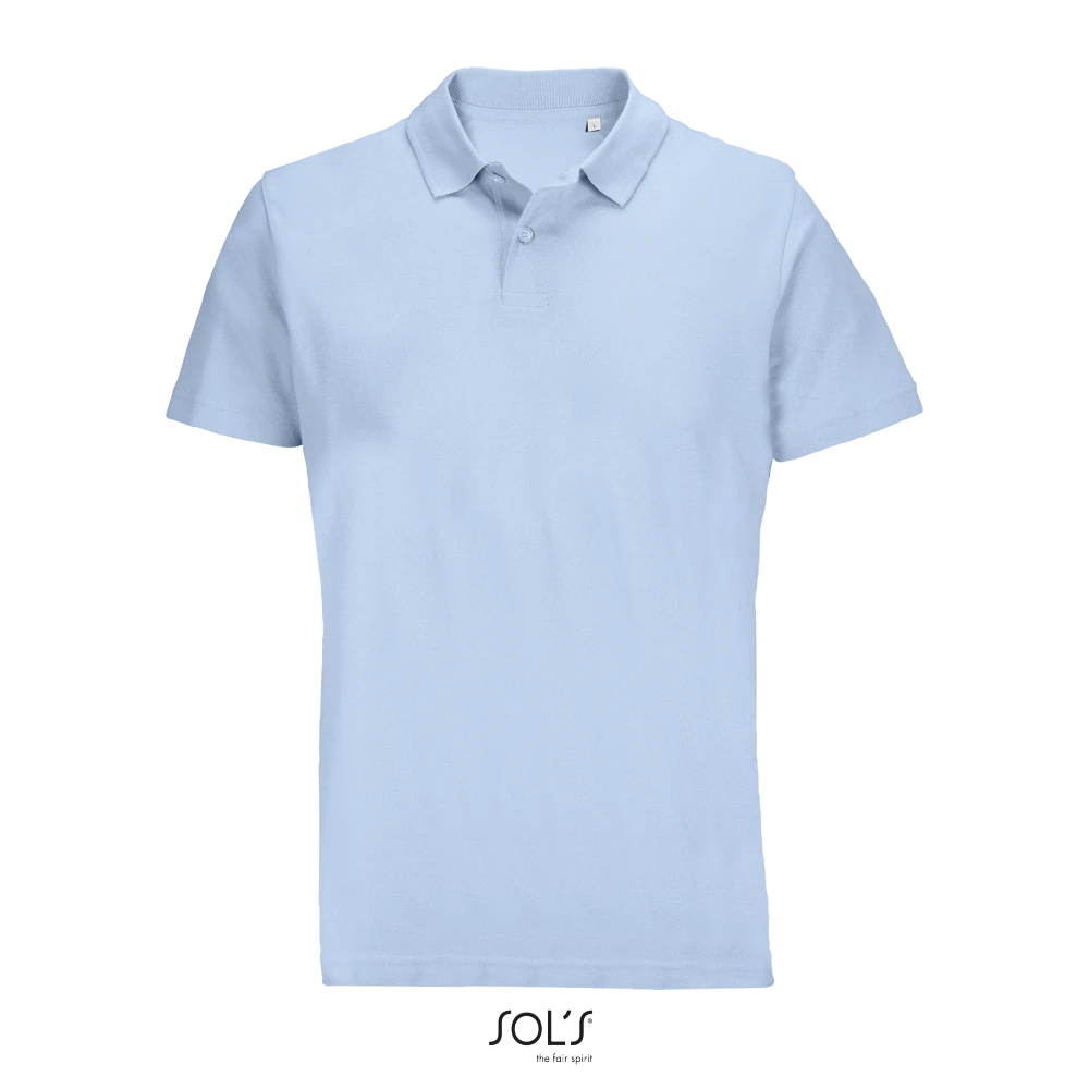 Φωτογραφία από μπροστά από Pulse - Unisex πόλο πικέ σε χρώμα Sky Blue Pique