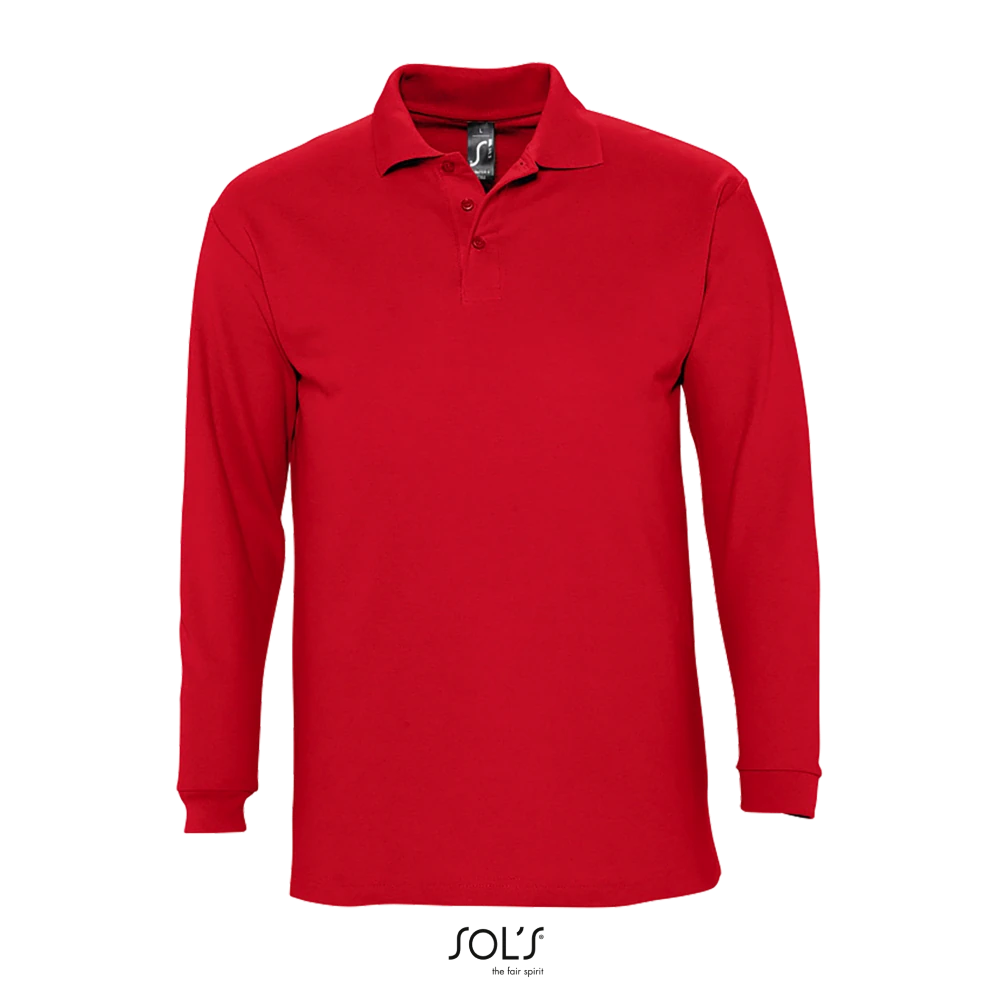 Φωτογραφία από μπροστά από Winter II 3XL - Ανδρικό μακρυμάνικο πόλο πικέ σε χρώμα Red