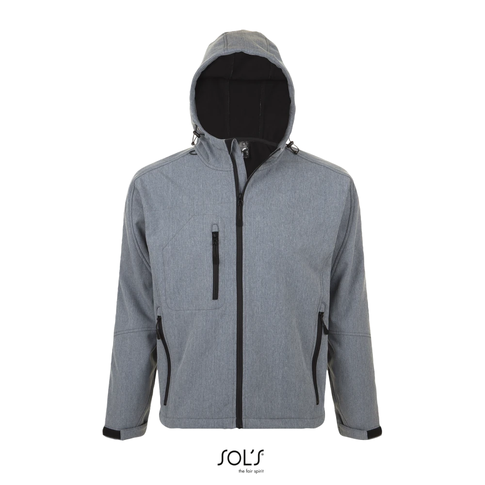 Φωτογραφία από μπροστά από Replay Men 3XL - Ανδρικό softshell με κουκούλα σε χρώμα Grey Melange