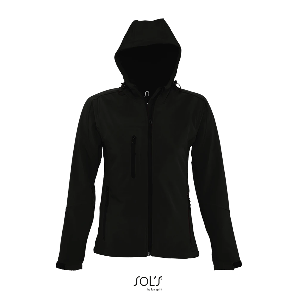 Φωτογραφία από μπροστά από Replay Women - Γυναικείο softshell με κουκούλα σε χρώμα Black