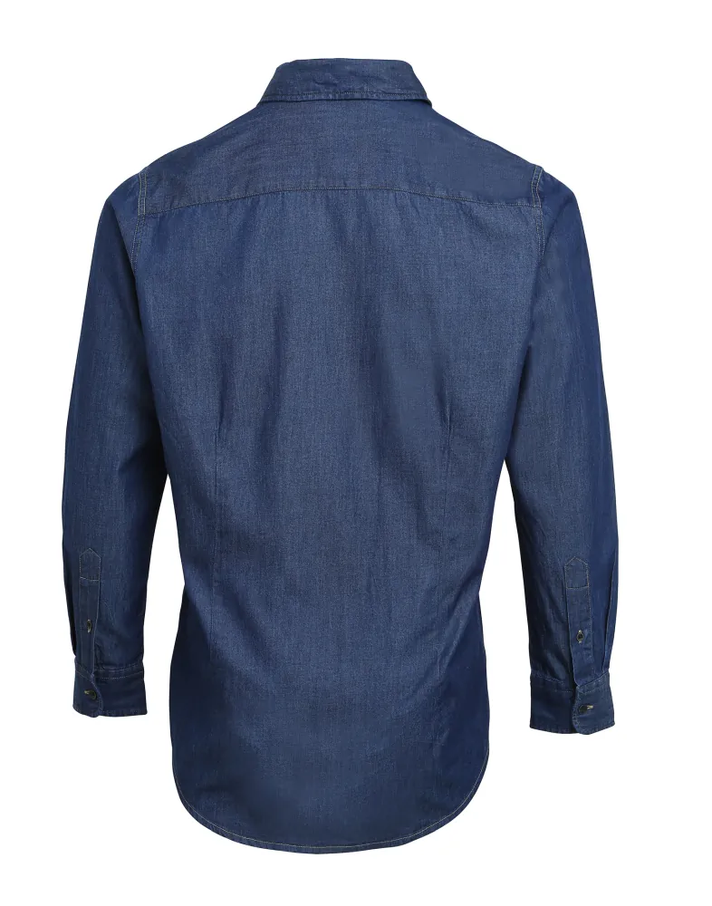 Τέταρτη φωτογραφία από PR222 - Ανδρικό τζιν μακρυμάνικο πουκάμισο σε χρώμα Indigo Denim
