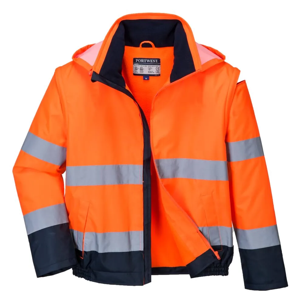 Φωτογραφία από πίσω του C464 - Μπουφάν Hi-Vis 2-σε-1 Contrast Essential Lite Bomber σε Orange-Navy χρώμα