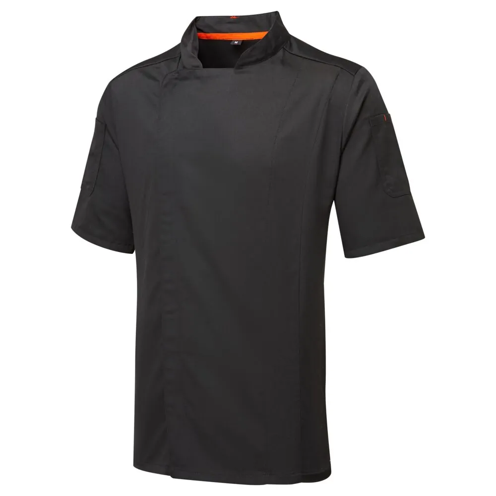 Φωτογραφία με λεπτομέρειες του C739 - Chef's Mesh Air Pro Asymmetrical Jacket S/S σε Black χρώμα