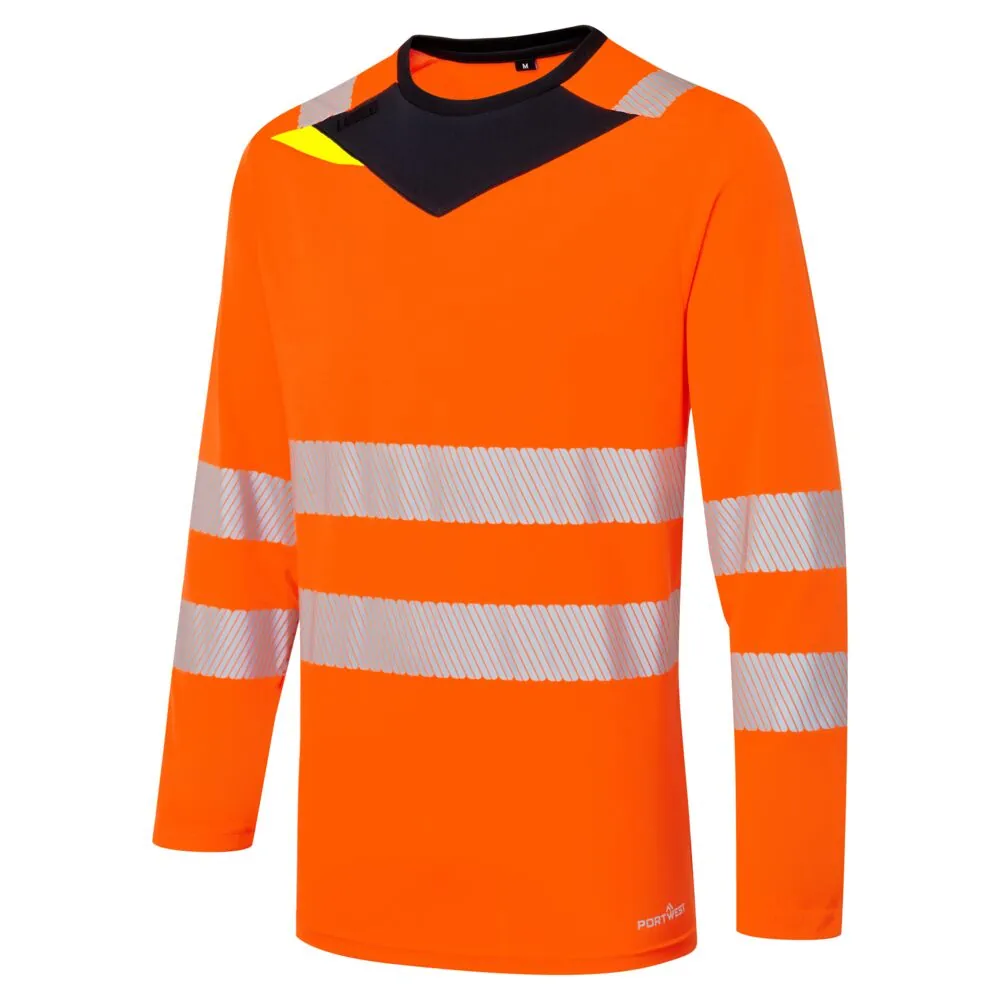 Φωτογραφία από πίσω του DX416 - Hi-Vis T-Shirt DX4 L/S σε Orange-Black χρώμα