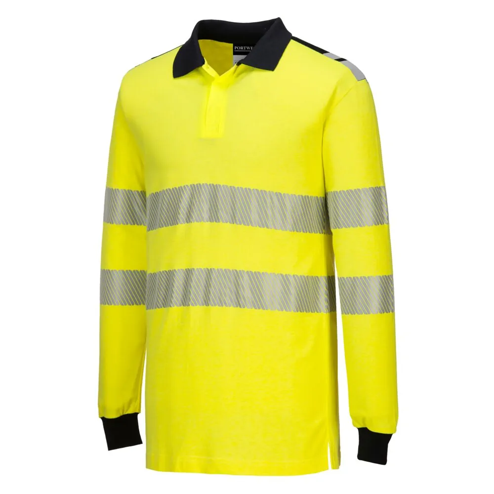 Φωτογραφία από πίσω του FR702 - FR Modaflame Hi-Vis Polo Shirt PW3 σε Yellow-Black χρώμα