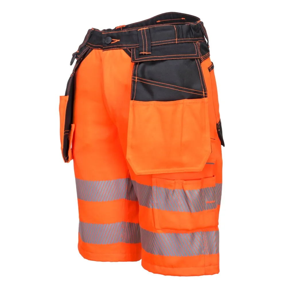 Λεπτομέρειες 1 του PW343 - PW3 Hi-Vis σορτς σε Orange/Black χρώμα