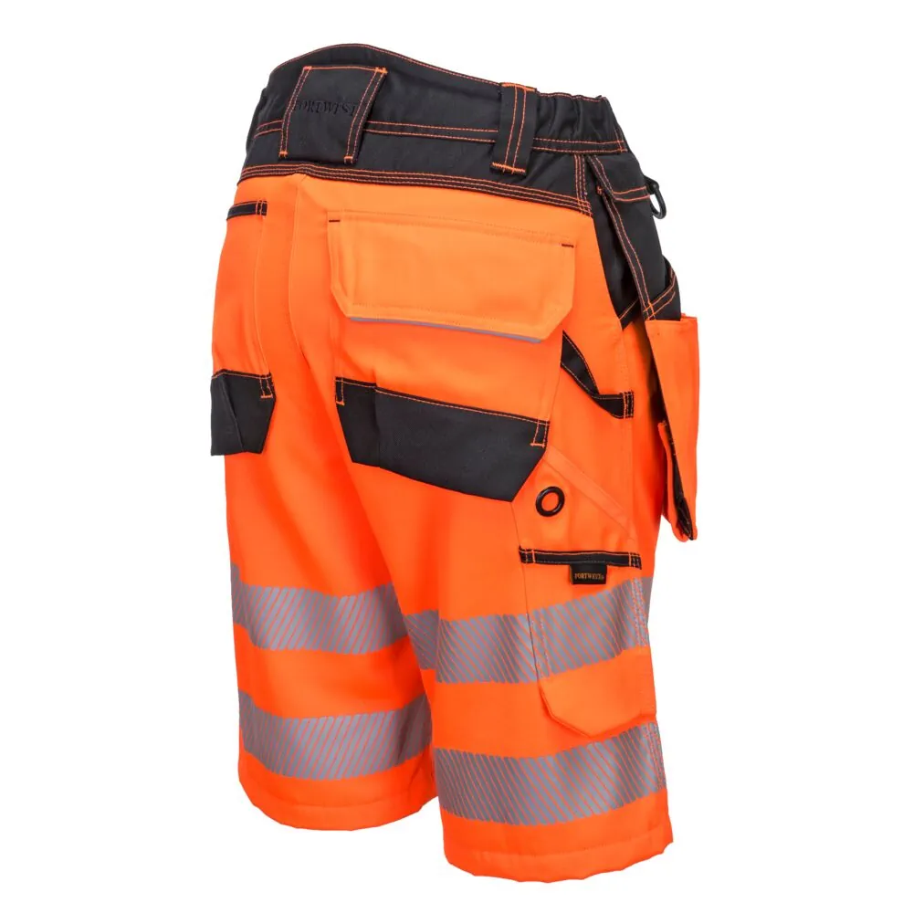 Λεπτομέρειες 2 του PW343 - PW3 Hi-Vis σορτς σε Orange/Black χρώμα