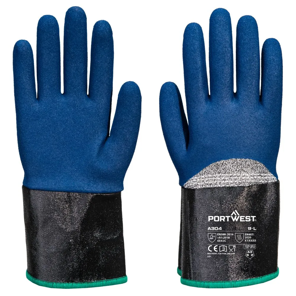 Μπροστινή φωτογραφία του A304 - Grip C13 Nitrile Foam Extend Cuff Glove σε Grey-Blue χρώμα