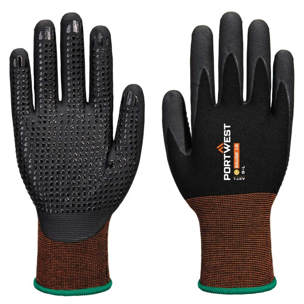Μπροστινή φωτογραφία του A371 - GP Grip 15 Nitrile Micro Foam Dotted σε Black χρώμα