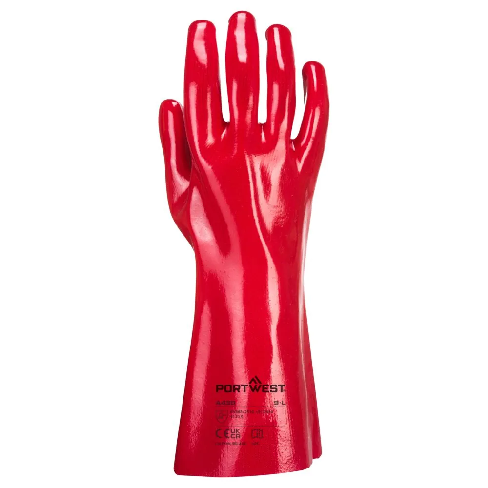Μπροστινή φωτογραφία του A435 - PVC Γάντια σε Red χρώμα