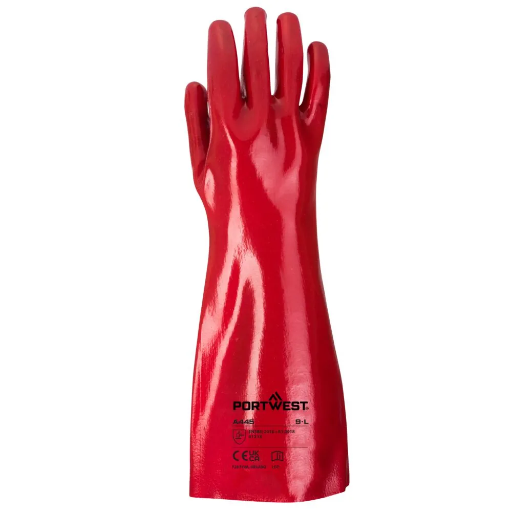 Μπροστινή φωτογραφία του A445 - PVC Γάντια σε Red χρώμα