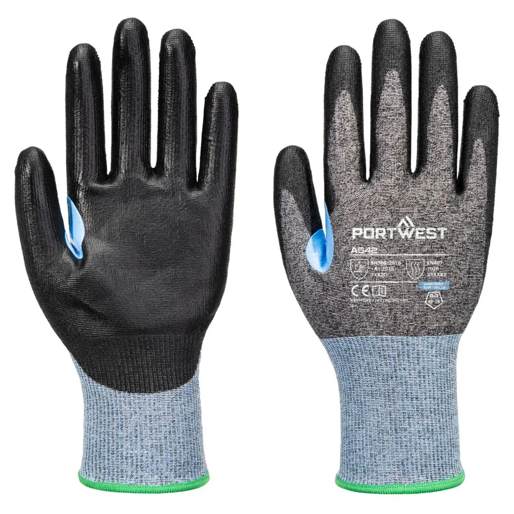 Μπροστινή φωτογραφία του A642 - CS Cut D18 PU Glove σε Grey-Black χρώμα