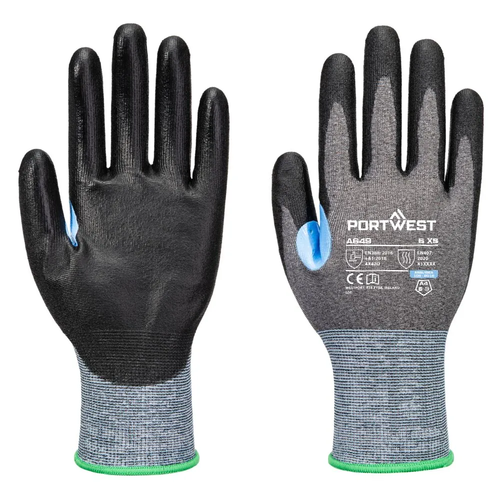 Μπροστινή φωτογραφία του A649 - CS Cut D21 PU Glove σε Grey-Black χρώμα