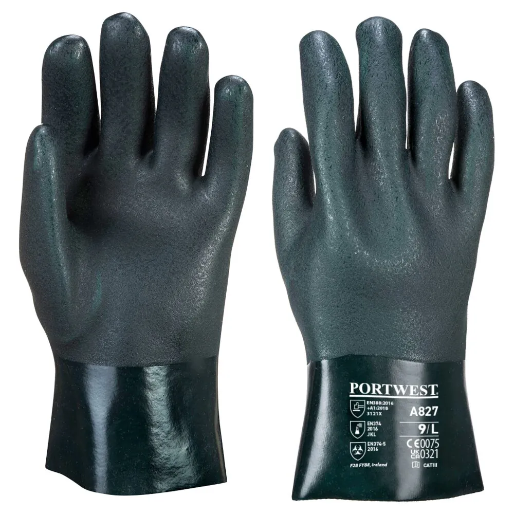 Μπροστινή φωτογραφία του A827 - Γάντι Double Dipped PVC 27εκ. σε Green χρώμα