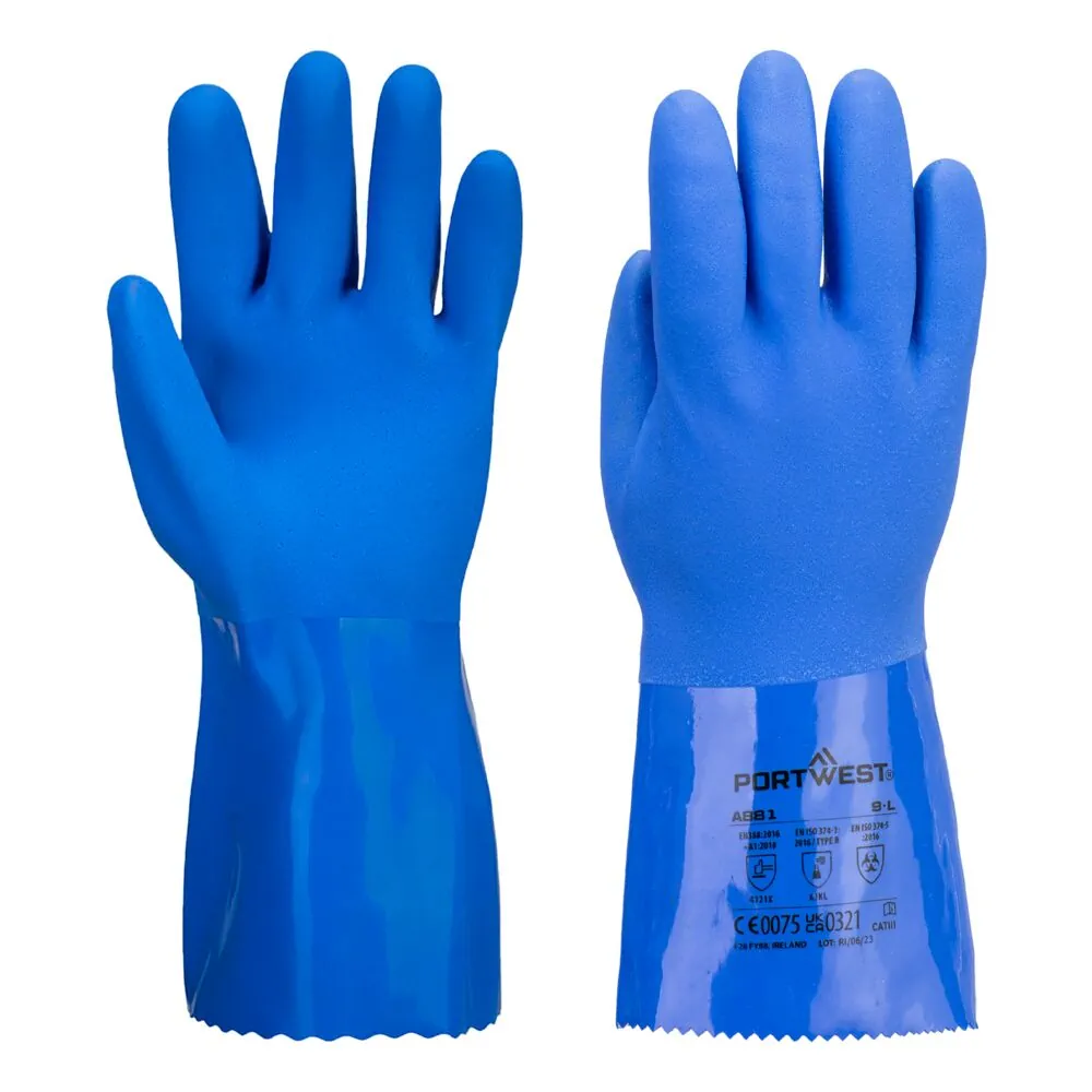 Μπροστινή φωτογραφία του A881 - Marine Ultra PVC Chem Γάντι σε Blue χρώμα