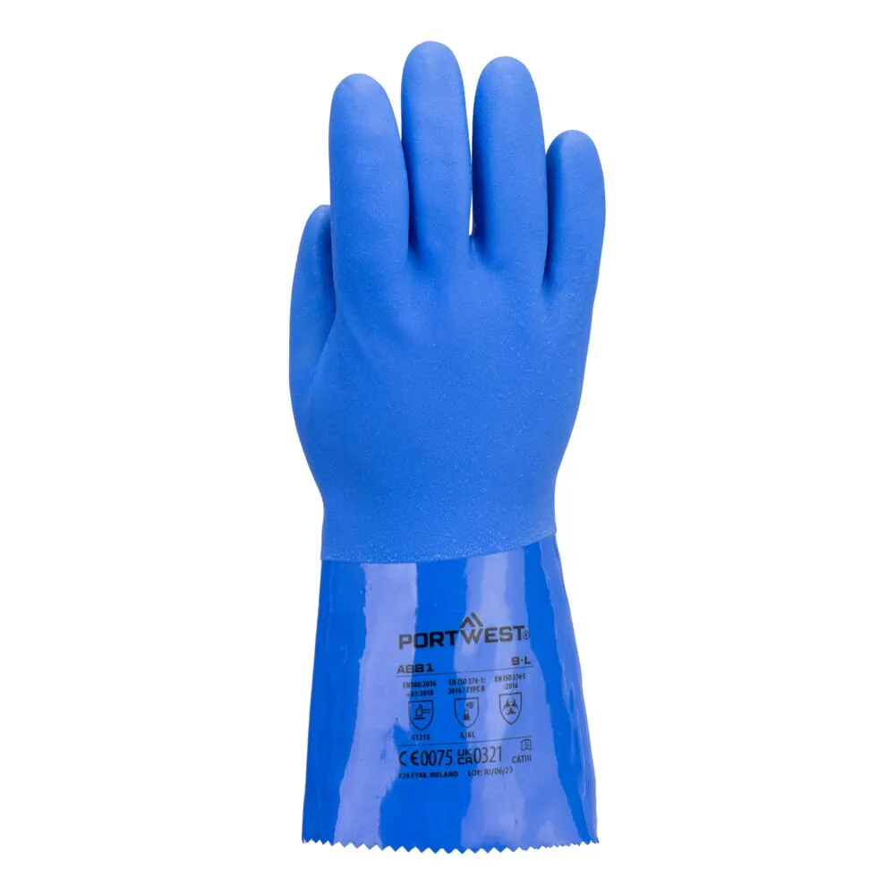 Φωτογραφία από πίσω του A881 - Marine Ultra PVC Chem Γάντι σε Blue χρώμα