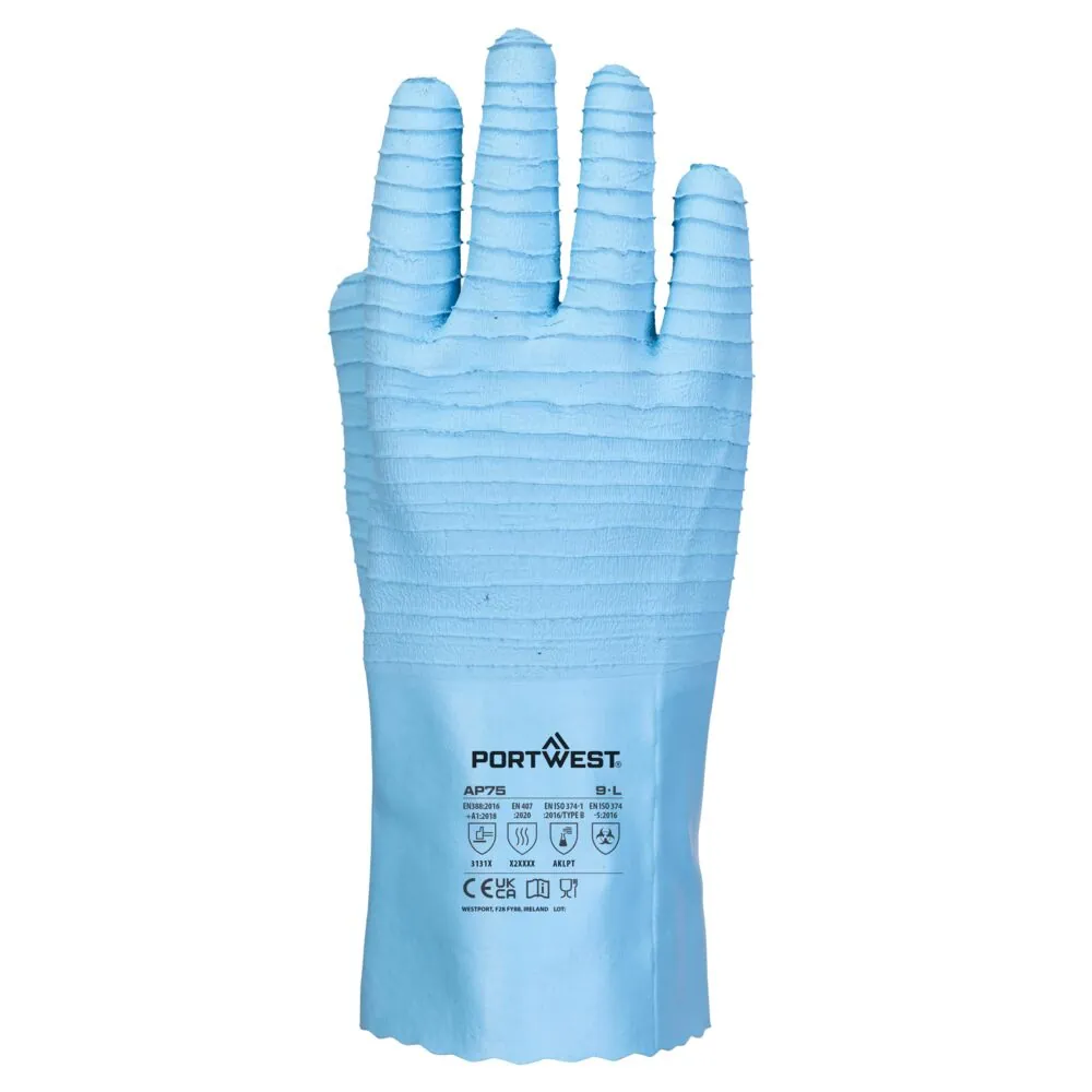Μπροστινή φωτογραφία του AP75 - Γάντι Latex FD Chem B σε Blue χρώμα
