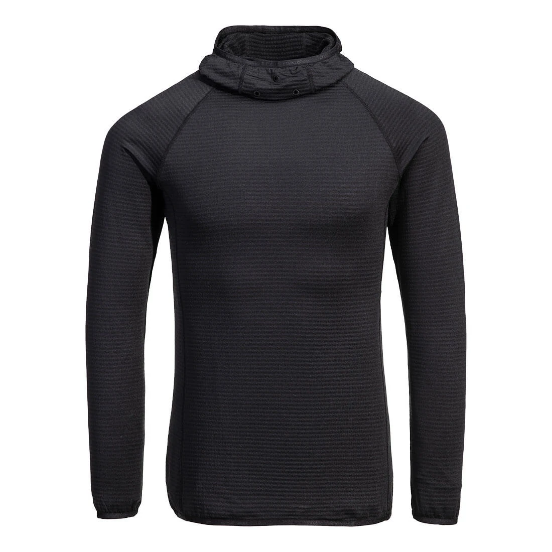Μπροστινή φωτογραφία του B191 - Μπλούζα Base Layer με Κουκούλα Φλις Waffle σε Black χρώμα