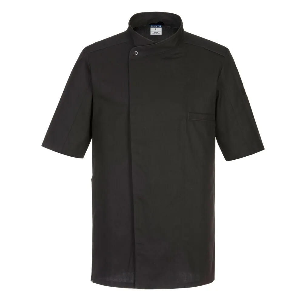Μπροστινή φωτογραφία του C735 - Surrey Chefs Jacket S/S σε Black χρώμα