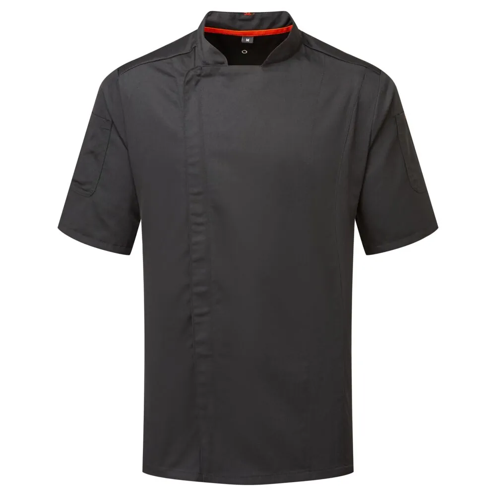 Μπροστινή φωτογραφία του C739 - Chef's Mesh Air Pro Asymmetrical Jacket S/S σε Black χρώμα