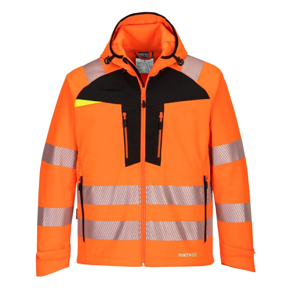 Μπροστινή φωτογραφία του DX475 - Ανακλαστικό Softshell DX4(3L) σε Orange-Black χρώμα