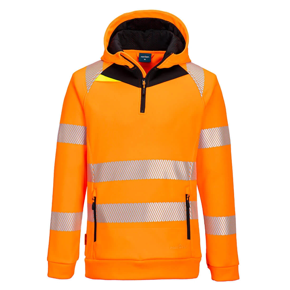 Μπροστινή φωτογραφία του DX482 - Φούτερ Hi-Vis 1/4 Zip DX4 σε Orange-Black χρώμα