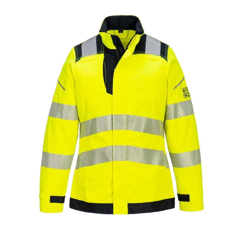 Μπροστινή φωτογραφία του FR715 - Modaflame Hi-Vis Γυναικείο Σακάκι Εργασίας FR PW3 σε Yellow-Black χρώμα