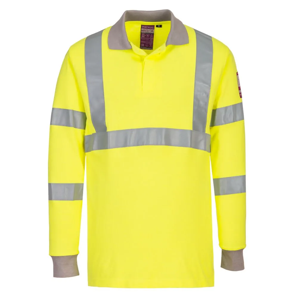 Μπροστινή φωτογραφία του FR77 - Modaflame Hi-Vis Μπλούζα Πόλο Αντιστατική FR Μακρύ μανίκι σε Yellow χρώμα