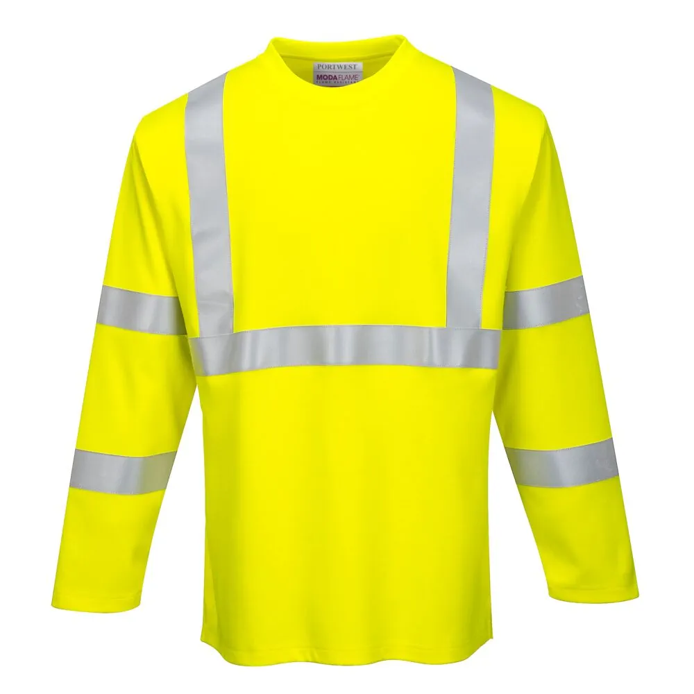 Μπροστινή φωτογραφία του FR96 - FR Modaflame Μπλούζα T-Shirt Hi-Vis με Μακρύ μανίκι σε Yellow χρώμα