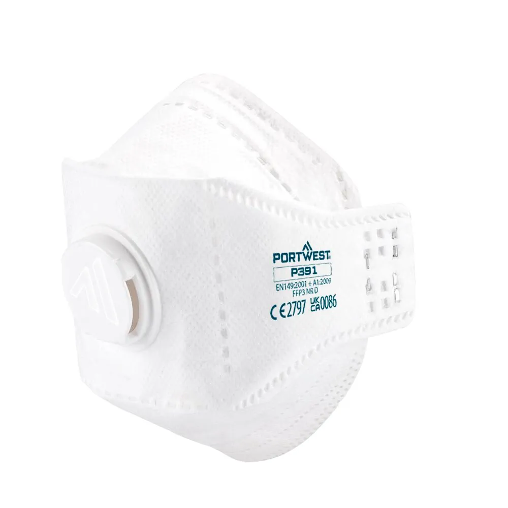 Μπροστινή φωτογραφία του P391 - EAGLE FFP3 Μάσκα Dolomite Fold Αναδιπλούμενη σε White χρώμα