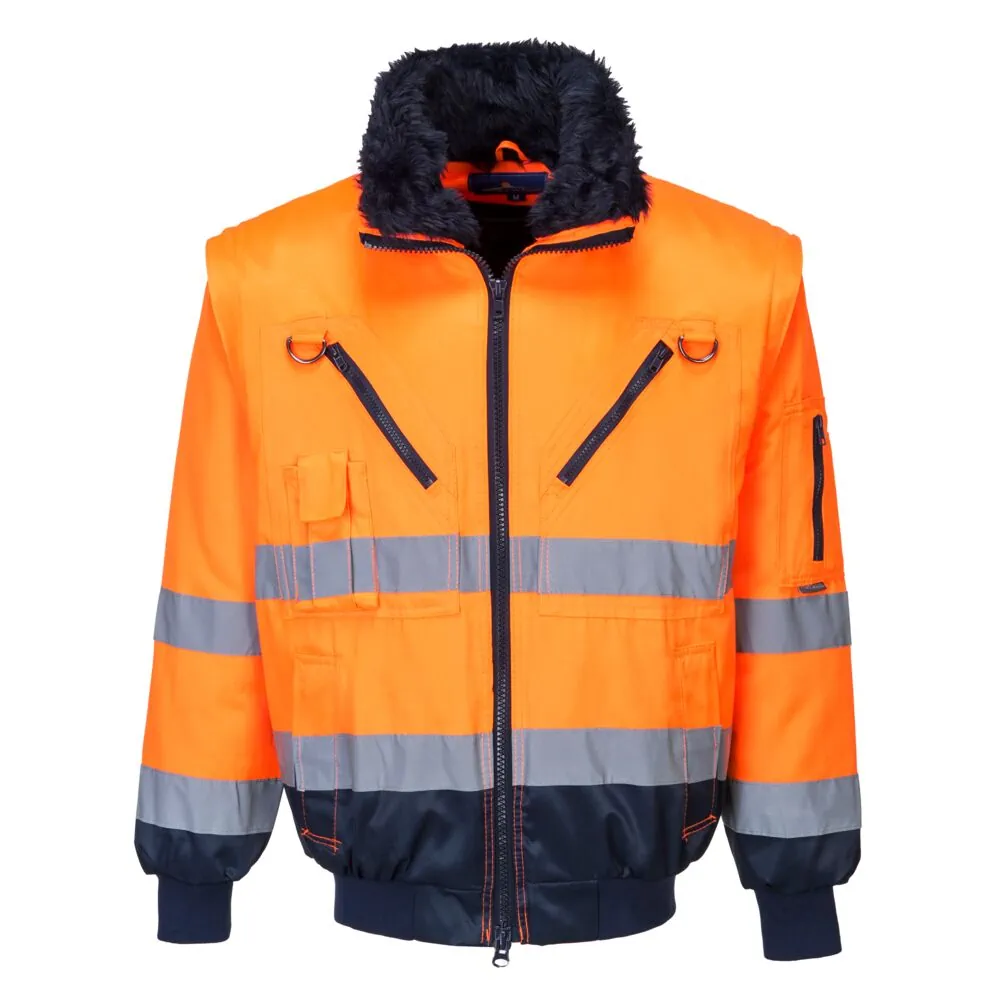 Μπροστινή φωτογραφία του PJ50 - Μπουφάν Pilot HI-Vis 3-σε-1 σε Orange-Navy χρώμα