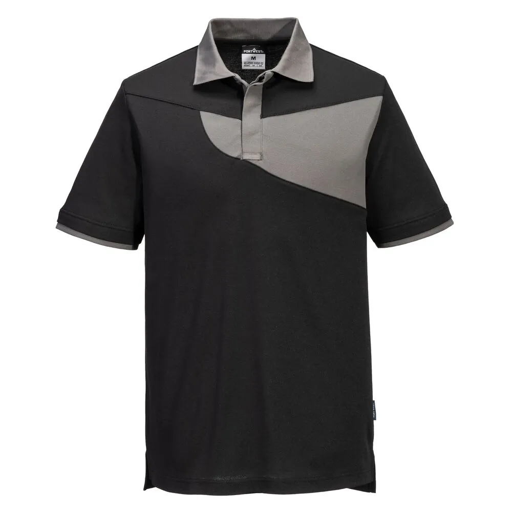 Μπροστινή φωτογραφία του PW210 - WX3 Eco Polo Shirt S/S σε Black-Zoom Grey χρώμα