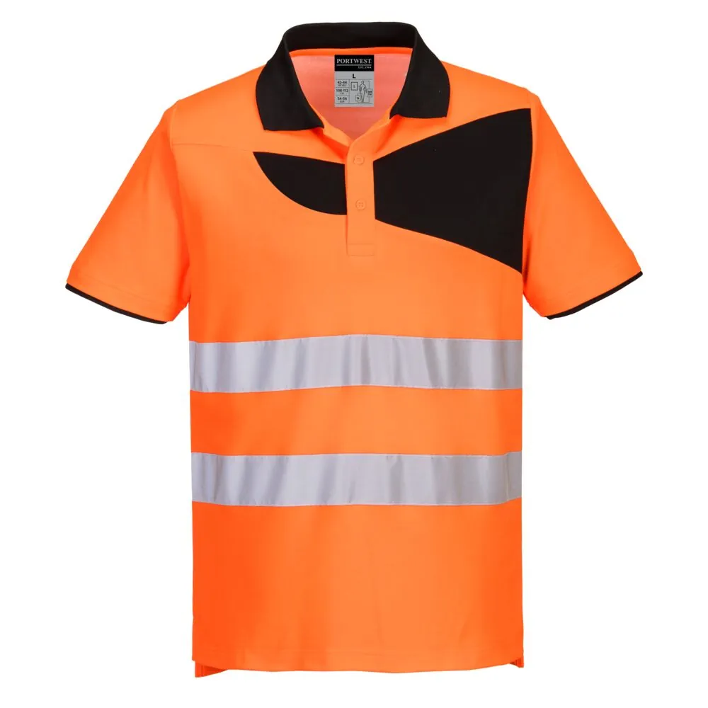 Μπροστινή φωτογραφία του PW212 - PW2 Hi-Vis Polo Shirt S/S σε Orange-Black χρώμα